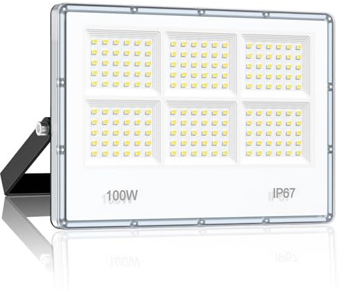 100W LED Strahler Außen - 10000LM 180 LEDs Superhelles LED Fluter Außen, Außenstrahler Wasserdicht IP67, 7000k Kaltweiß Aussenstrahler Scheinwerfer für Garagen, Höfe, Fabriken, Straßen, Stadien