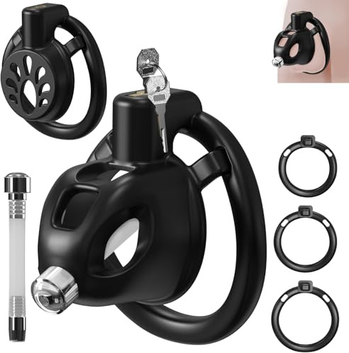 Peniskäfig 2 Set Keuschheitskäfig Herren mit 3 Penisring, SM Sexspielzeug Chastity Cage Männer mit Harnröhrenkatheter Extrem Erotik Sex