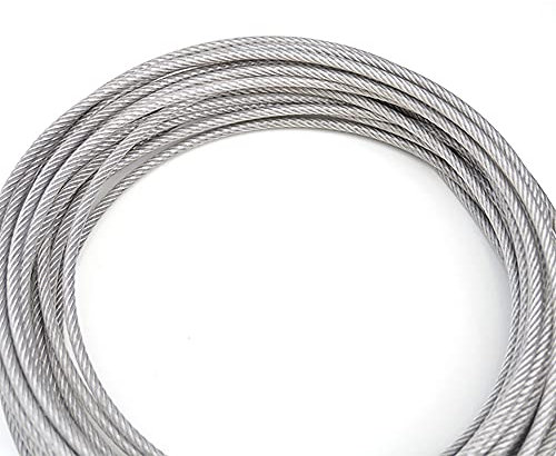Cable Acero 1 metro 4 mm 5 mm 6 mm 8 mm Cable de cable de alambre de acero inoxidable de acero inoxidable CLORURO DE POLIVINILO Recubierto de plástico 7 x 7/7 x 19 Cable De Acero(8mm (1Meter))