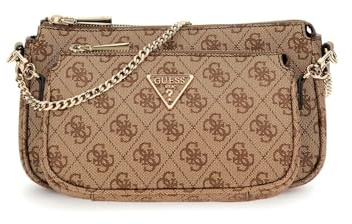 GUESS Noelle II Double Pouch Crossbody Bag Latte Logo/Brown