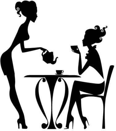 Cafe Restaurant Time Coffee Teapot Tea Cup Fine Carving Stickers 68x76.7cm Art Decoration XL-Black