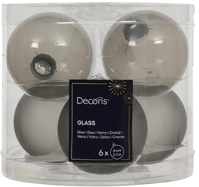 6er Set Glas Weihnachtskugeln Mattgrau 6cm - Moderne Deko für Minimalistische Weihnachten