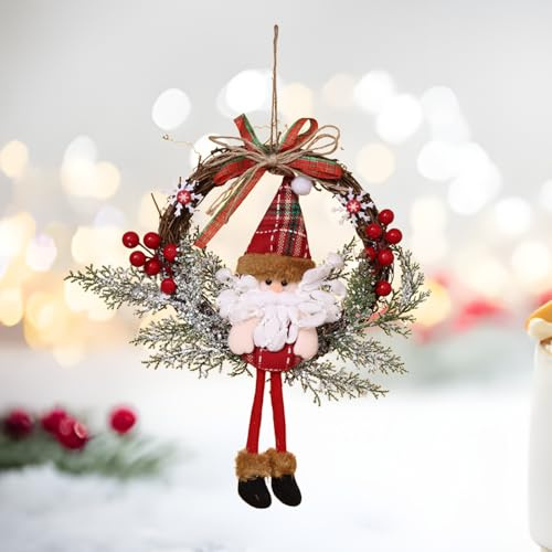 Weihnachten Kränze, 35cm Weihnachtsdekoration Weihnachtsmann Kranz, Weihnachtselfen Türkranz Weihnachtsdeko zum Hängen Weihnachtskranz für Wohnzimmer Wandfenster, Fenster, Wand, Türschilder Deko