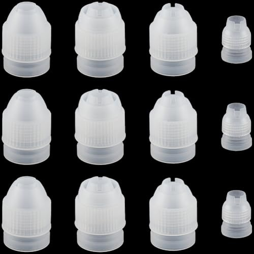 SOFPLATE 12 Pieza de 4 Estilos de Acopladores para Mangas Pasteleras Acopladores para Mangas Pasteleras Acopladores de Plástico Reutilizables Estándar Blancos Convertidor de Boquillas para Repostería