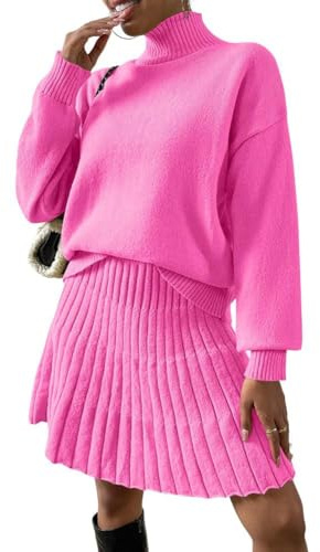 Onsoyours Vestito Donna Invernale Elegante Abito Manica Lunga Maglione e Gonne in Maglia Collo Alto Elasticizzato Casual Dress