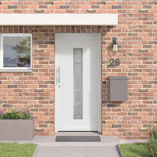 YunCangg Puerta de entrada de PVC blanco de 98 x 200 cm con cristal, puerta de entrada para interior y exterior, incluye herrajes y accesorios de montaje para casa, renovación y construcción nueva