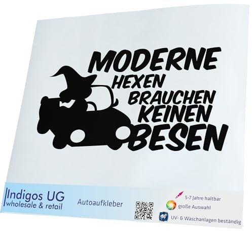INDIGOS UG Auto Aufkleber Moderne Hexen brauchen keinen Besen - 190x90mm schwarz - Selbstklebender Sticker für Auto, Fenster, Bus oder LKW - Tuning