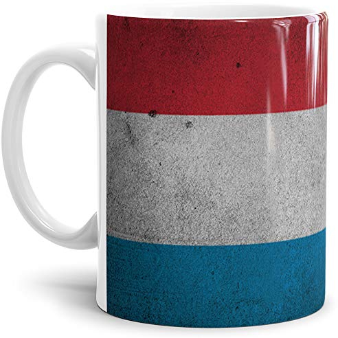 Tassendruck Flaggen-Tasse/Souvenir/Urlaub/Länder-Fahne/Kaffetasse/Mug/Cup - (Luxemburg, Retro-Optik)
