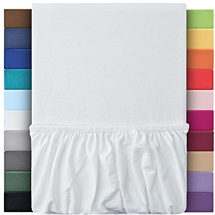 leevitex® Spannbettlaken 180x200cm - 200x200cm | Spannbetttuch Bettlaken | 100% Jersey Baumwolle | Matratzenhöhe bis 25 CMT | Ökotex | Weiß