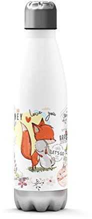Sunnywall Premium Edelstahl-Thermosflasche niedliches Motiv kalt & heiß Thermoskanne Isolierflasche Trinkflasche 500ml Wasserflasche 0.50L Campingflasche Isolier-Trinkflasche Auslaufsicher