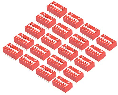 sourcing map 20 DIP-Schalter 1 2 3 4 5 6-Position für Steckbrett-Leiterplatte Rot 2,54 mm