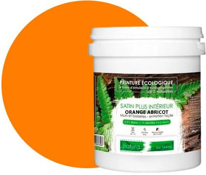 PINTURA natural ecológica aspecto satinado Natura – Tassili – pared interior – 33 colores – 1 l – 18 M², naranja