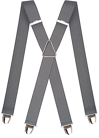 Pierrot Hosenträger für Herren Breit Made in Germany/France - Ultrastarker Gummizug & 4 Extra Starke X-Clips - Verstellbare Länge bis zu 130cm - Garantie auf Lebenszeit