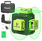 3D Laser Level, Huepar Self Leveling Green Laser Level, 3 x 360 Cross Line Laser, IP54, 10m±3mm, Type-C Charge, Magnetic Bracket, Hand Carry Case