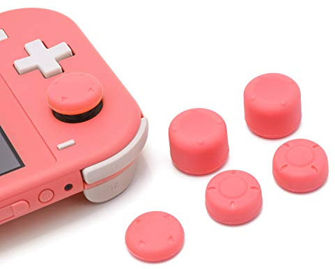 HEATFUN Coral Thumb Grips for Nintendo Switch Lite, Rubber Protective Joystick Caps - Coral (6mm, 9mm, 14mm)