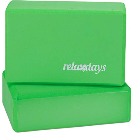 Relaxdays 2 x Yogablock im Set, Yoga-Klötze für Yoga-Übungen, Hartschaum, rutschfest, Yoga-Würfel HBT 8x23x15 cm, grün