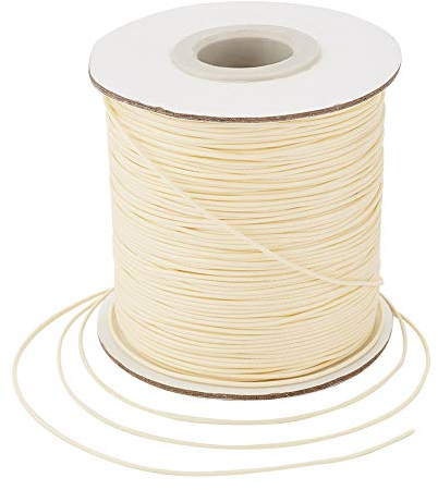 Craftdady 180 Meter runde gewachste Polyesterschnur, 0,5 mm, Spule für Schmuckherstellung und Makramee-Zubehör, Beige