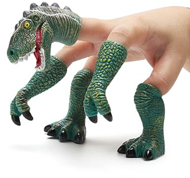 AQKILO Dinosaur Finger Puppet, Tiny Hands Theater Prop, Funny Gag Gift for White Elephant, Easter Basket Swaps, Adults and Kids