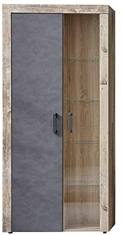 Tailor Indy Vitrine LED Glasschrank 2 Türen 5 Fächer Wohnzimmerschrank Glastür