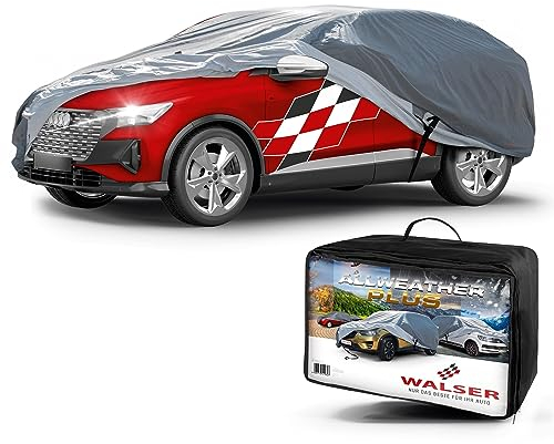 Walser Premium Abdeckplane Auto All Weather Plus Qualitätssieger Sehr Gut*, Abdeckplane wasserdicht, Auto Abdeckplane, Autoplane UV-beständig, Autoabdeckung Outdoor, Abdeckung SUV/Van Größe 9 grau