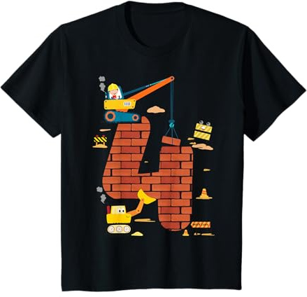 Kinder 4. Geburtstag Jungs Ich bin schon 4 Jahre, Baustelle T-Shirt