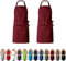 EllaTex DOPPELPACK Damen/Herren/Unisex Schürze Kochschürze Kellnerschürze Bistroschürze Küchenschürze Grillschürze Latzschürze 100% Baumwolle, Farbe: 2er PACK Weinrot