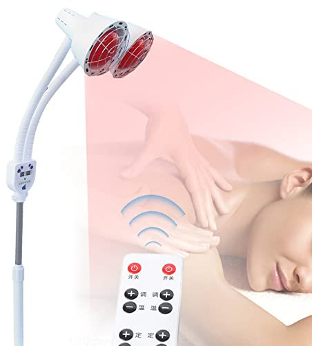 Futchoy 275W Infrarotlampe Rotlichtlampe Wärmelampe 360° Infrarot-Wärmestrahler Rotlicht Strahler Doppelkopf Infrarotlichttherapie Therapielampe, Temperatur Einstellbar