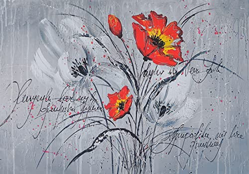 Papier Peint Panoramique 3D Fleurs Rouges Alphabet Anglais Gris Art Fond Papiers Peints Intissé Tapisserie Murales Poster 400x280cm