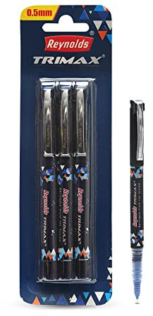 Reynolds TRIMAX 2156817 Leichter Tintenroller mit komfortablem Griff für extra glattes Schreiben, Schul- und Bürobedarf, 3-fädig, Blau