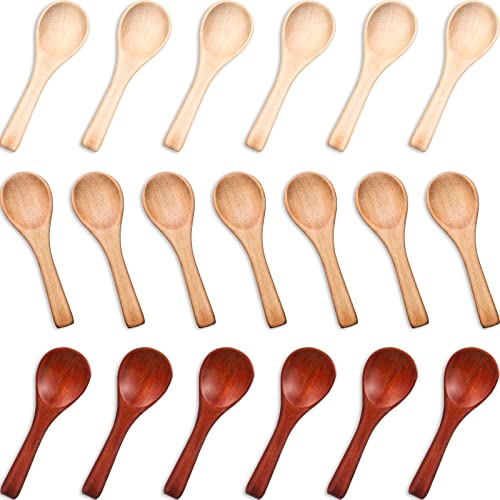50 cucchiaini di legno piccoli mini cucchiaini di legno per la natura, per condimenti, per cucina, condimenti, olio, caffè, tè, zucchero (multicolore)