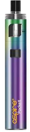 Aspire PockeX AIO Vaping Kit, All in One, Long Lasting Bulit-in Battery, Perfect Portable, Compatible Pockex Coils, E Cigarettes, Vaping Pens, E Cig, Aspire Vaping, Starter Kit, No Nicotine (Rainbow)
