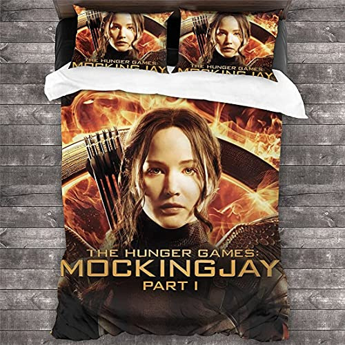 ANSSON Die Tribute von Panem Bettwäsche-Sets,The Hunger Games Kinder Bettwäsche 135x200,Katniss und Mockingjay Bettbezug Kissenbezug (135x200cm+80x80cmx2, Katniss2)