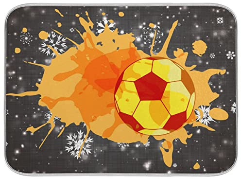Vnurnrn Fußball Fußball Runde Platzsets Abwaschbar Hitzebeständig Tischsets rutschfest Platzdeckchen für Küche Speisetisch