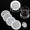 7-teiliges Glas-Untersetzer-Set, 6 Stück silberne zerkleinerte Kristall-Untersetzer mit Halter für Getränke, Glitzer, zerkleinerte Diamant-Dekoration auf Tischplatte für Zuhause, Tisch, Bar-Zubehör
