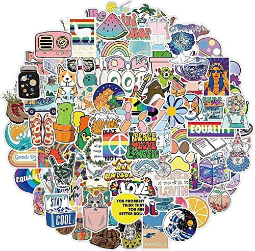 Wasserflaschen-Aufkleber, niedliche Vinyl-Aufkleber, wasserdicht, ästhetische Aufkleber für Laptop, Gitarre, Handy, Computer, Skateboard, für Erwachsene, Teenager, Kinder, Mädchen, 100 Stück