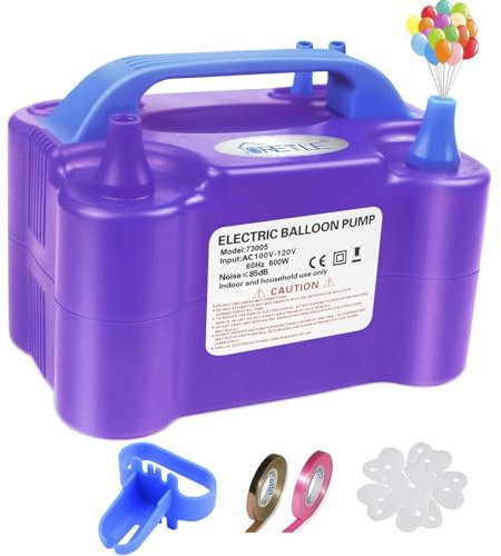 Electric Balloon Pump Portable Balloon Pump Electric Air Balloon Pump Electric Balloon Inflator, Balloon Decorations for Birthday Parties, Weddings, Festivals and Party（Purple）