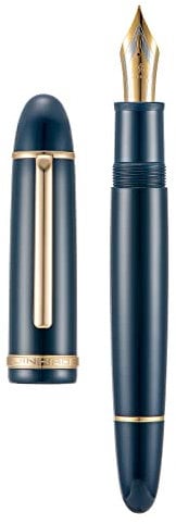 Jinhao X159 Blue Acrylic Fountain Pen Gold Trim, Large #8 Fine Nib Office Pen Calligraphy Writing