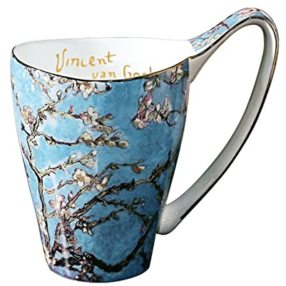 DECRZPB Ceramic Coffee Mug Apricot Blossom Tea Cup Pottery Coffee Cup Milk Juice Mug Birthday Gift for Office and Home