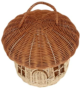 Zerodeko 1stk Pilzkorb Aus Rattan Aufbewahrungskorb Für Kleinigkeiten Süßer Picknickkorb Seilkorb Mit Deckel Dekorativer Mülleimer Aufbewahrungskorb Für Pilze Weide Hyazinthe Kind Niedlich