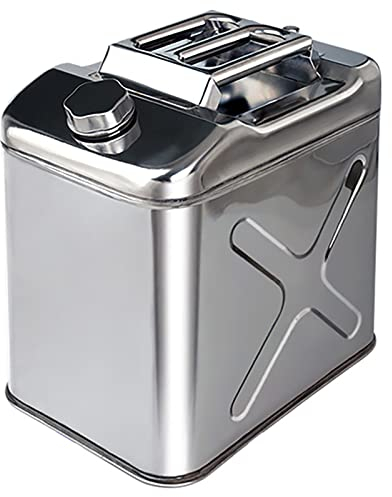 CUPKEE Bidon À Carburant 304 en Acier Inoxydable, Bidon Métallique Carrés, Réservoir De Carburant pour L'Essence/Diesel/Huile Moteur,25l