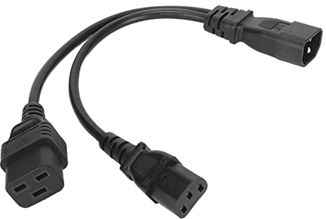 PDU-USV-Stromverlängerungskabel, IEC320 C14 auf C19 und C13 Y-Splitter-Verlängerungskabel, 12,6 Zoll Langes Computer-Netzteilkabel, Verstärktes Design