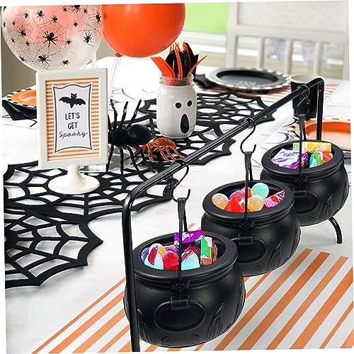 Halloween hexenkessel, 3pcs halloween deko Hexe Cauldron Süßigkeiten Eimer Bonus 1 Stand, schwarzem Kunststoff Hexen Cauldron auf Rack, Mini Halloween Süßigkeiten Schüssel für Home Kitchen Decor