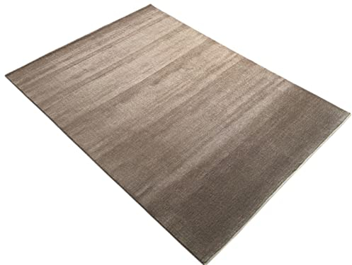 Taup Grau Teppich 100% Wolle 250x300 cm Handgewebt einfarbig gefärbt Uni AN2