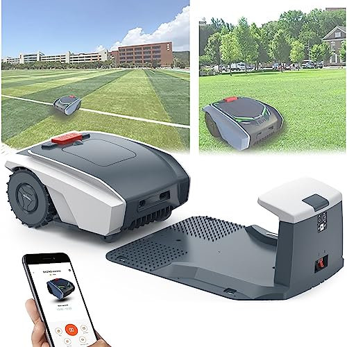 Tondeuse à Gazon Intelligente Entièrement Automatique, Robot de Pelouse, Planification de Chemin + Chargement Automatique, pour Pelouses/Jardins de 1500㎡,Gris