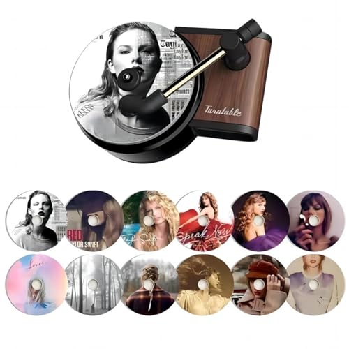 Record Player Car Air Freshener Taylor, Auto Air Vent Fragrance Smell Diffuser, Funny Gifts for Taylor Fans, Music Lovers (12pcs)