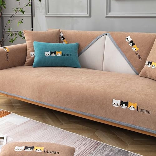 HLTQL Sofabezug Ecksofa L Form Links Rechts，Sofaschoner rutschfest 3/4/2/1 Sitzer，Sofa Schutz Katze/Hund，Couchschoner Eckcouch，SchöNe Sofadecken(ecoffee,70x210cm)