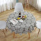 KTCINA Tischdecke, rund, 150 cm, aus Baumwolle und Leinen, Rode Tischdecke aus Köper, einfach, nordischer Stil, waschbar, knitterfrei, Dekoration für Küche, Esszimmer, Tisch (Blume, 150 cm)