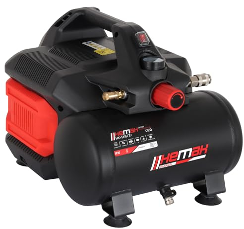 HEMAK Silent Kompressor 6 Liter 8 bar 750W / 1PS 135 L/min Ansaugleistung Flüster Kompressor