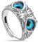 CZNBZIU Silber Ringe, 925 Sterling Silber Versprechen Ringe, Dämonenauge Eule Ring Retro Offen Verstellbar Eule Ring Verlobungsringe Ehering Frauen Geschenk (Aluminiumlegierung)