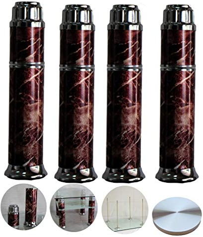 Pieds De Meubles Pieds De Table En Verre, Pieds De Table Basse En Verre, Pieds De Table À Manger En Tube D'Aluminium, Pieds De Meubles, Base En Plastique, Avec Gâteau En Aluminium, Tige À Vis, Po..